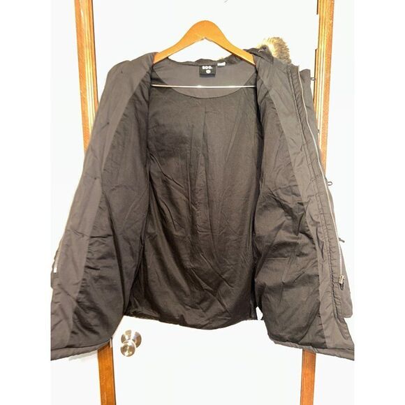 Urban Outfitters BDG Black Winter Utility Coat With Faux Fur Trimmed Hood Size M - Picture 10 of 13